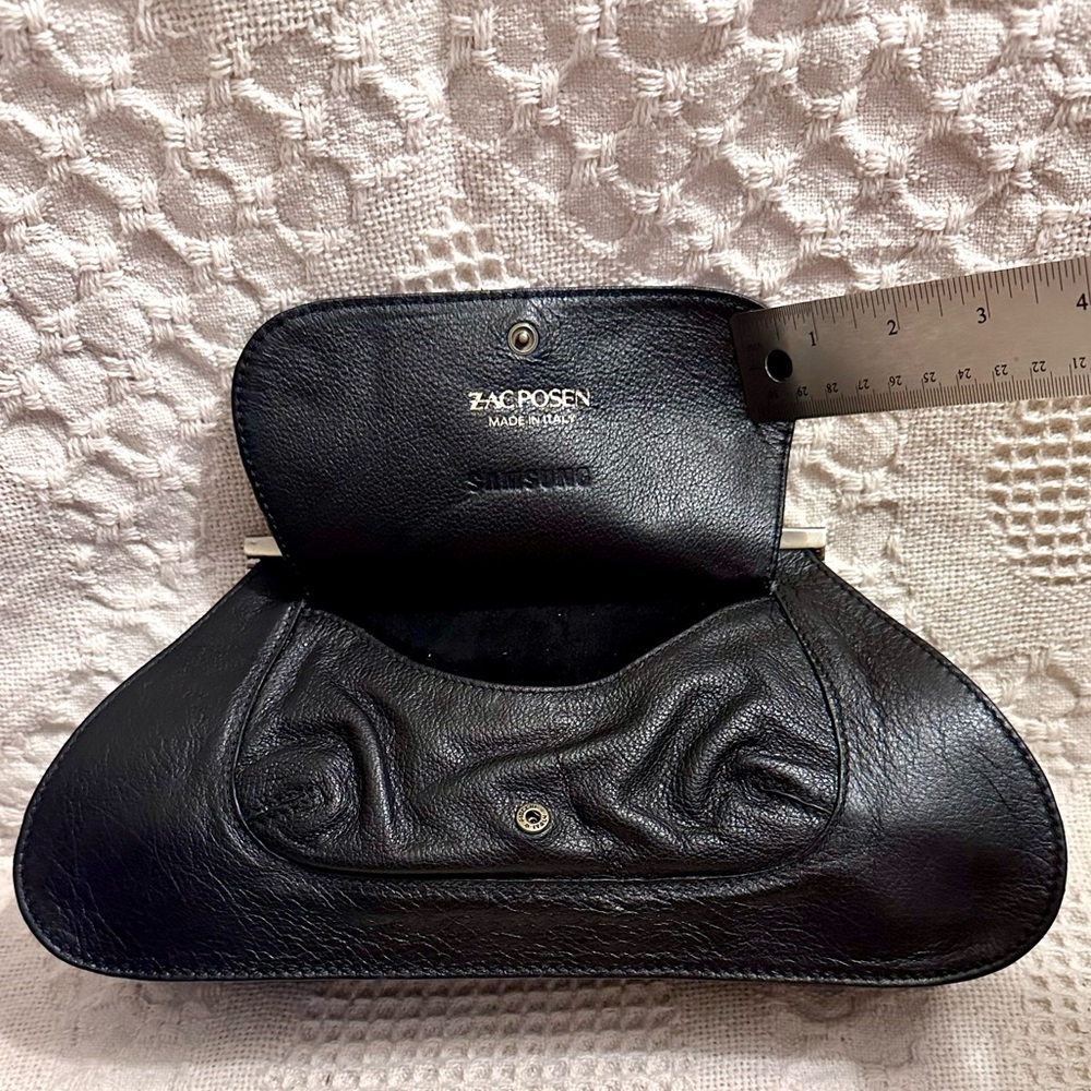 COPY - ZAC POSEN for Samsung Black Plush Leather Woman’s Clutch Kiss Lock - Picture 5 of 16